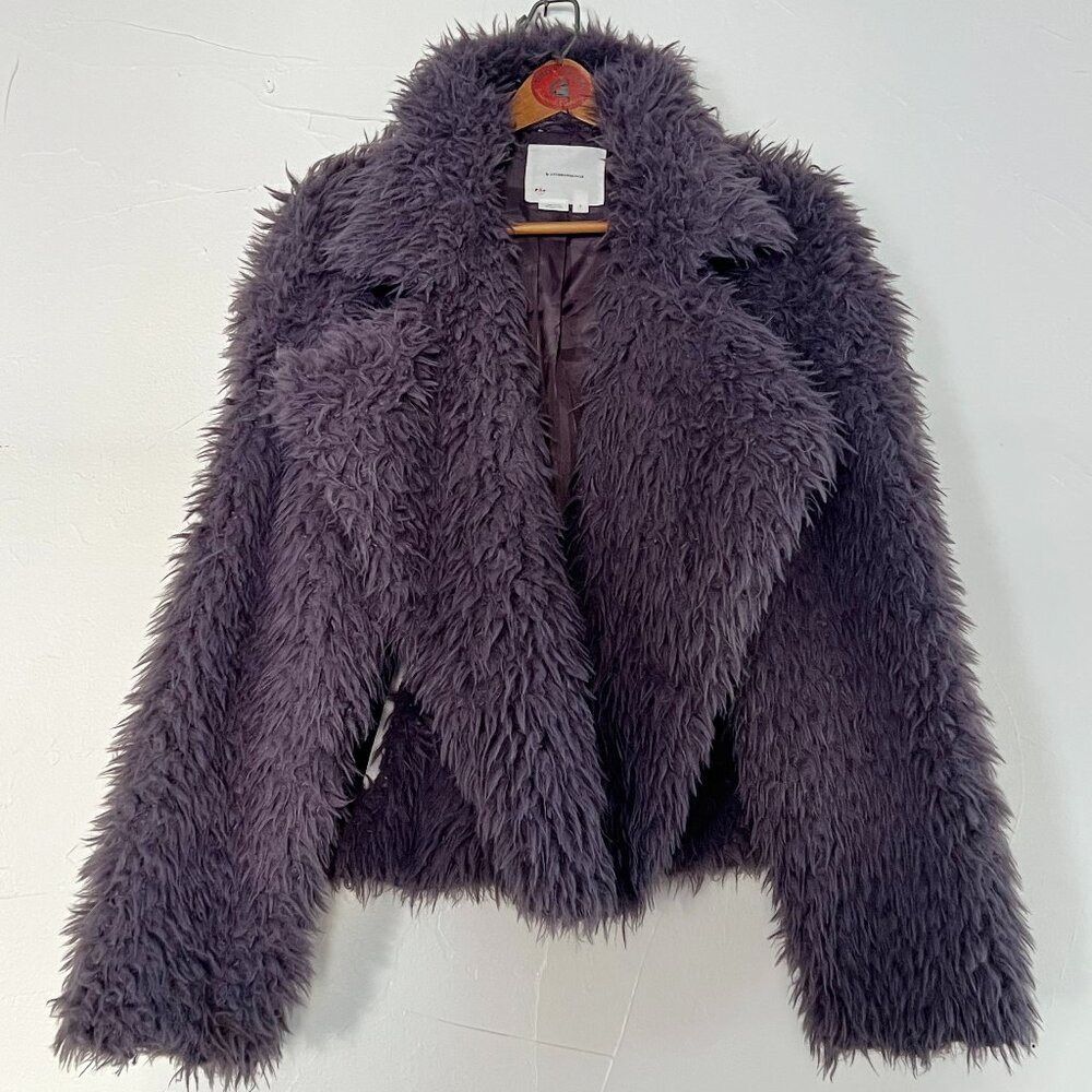 Purple Shaggy Faux Fur Coat by Anthropologie S